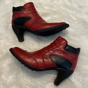 Camel Active Harlem Leather High Heels Ankle Booties Shoes Red Black